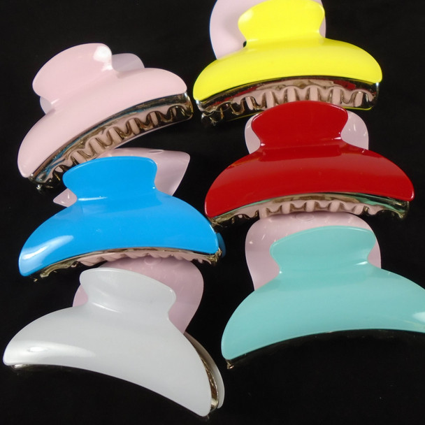 3.5" Firm Grip Fashion Jaw Clips Shiney Solid Bright Colors   .62 each 