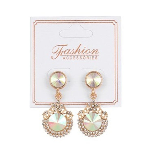 Elegant Crystal Stone Fashion Earrings Gold & Silver Mx Colors  .58 per pair