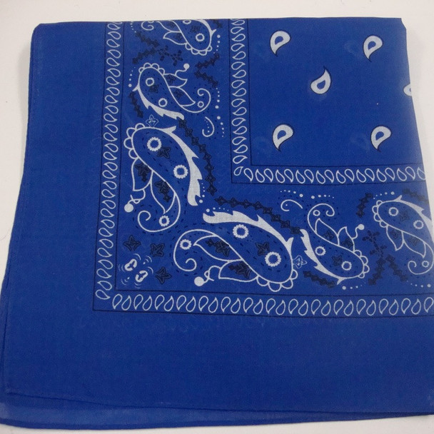 Bandana Royal Blue DBL Side Printed 100% Cotton .56 each