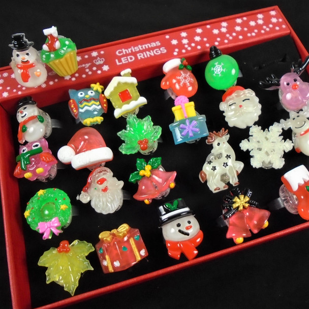 SPECIAL Kid's Light Up Flashing Christmas Rings  24 per display   .42 each 