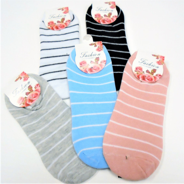  Low Cut Thin Striped Socks Mx Colors (4663)     .58  per pair 