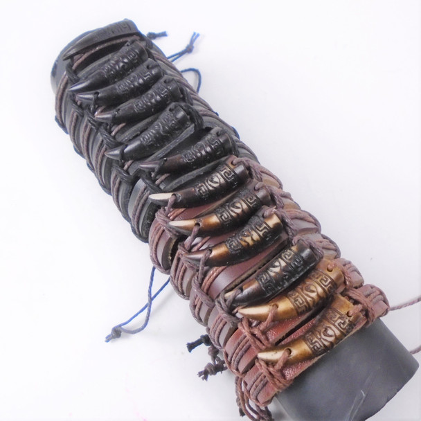  Teen Leather Bracelet w/ Mixed Color Horn   .58 each