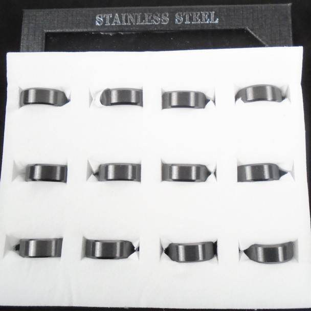 Smooth Finish Dark Gray Stainless Steel Band Rings 12 per display bx  .60  each 