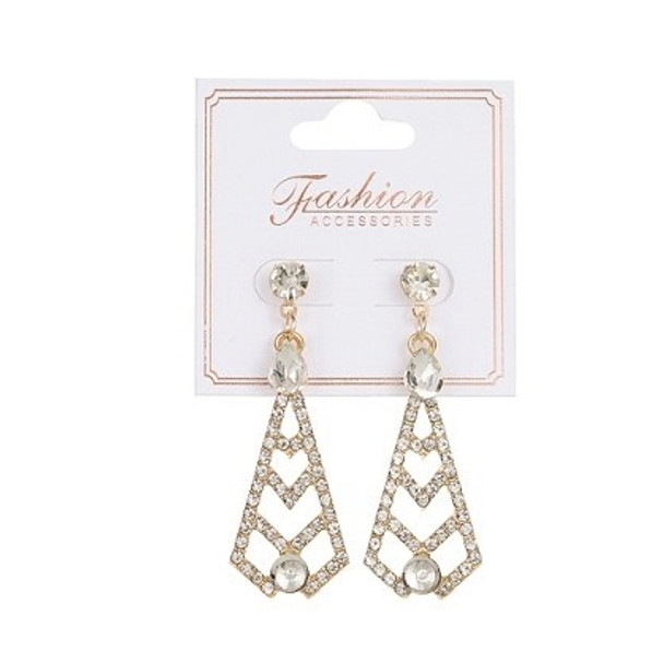 2" Triangle Crystal Stone Fashion Earrings  Mx Colors   .60 ea pair 