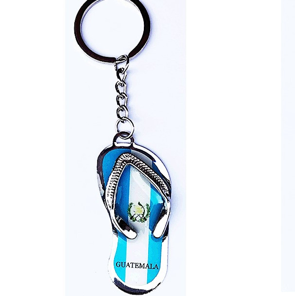 2.5" Metal Flip Flop Key Chains Guatemala Theme  .60 ea