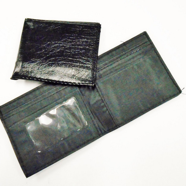 Men's Leather Look Bi Fold Wallet All Black  .65 each