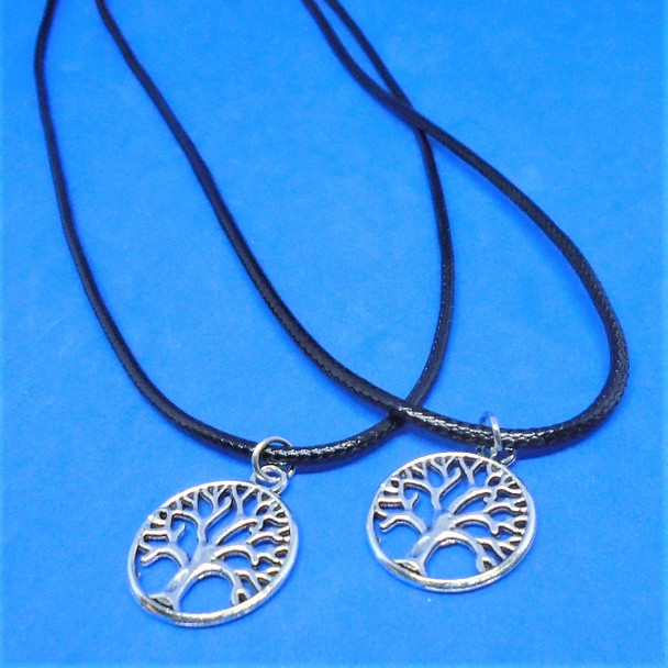 Black Cord Necklaces w/ Cast Silver Tree of Life Pendant 24 per pack .30 each 