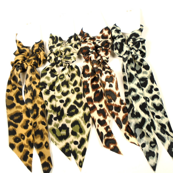 Animal Print Tail Ponytail Holders Mx Colors  .60 ea