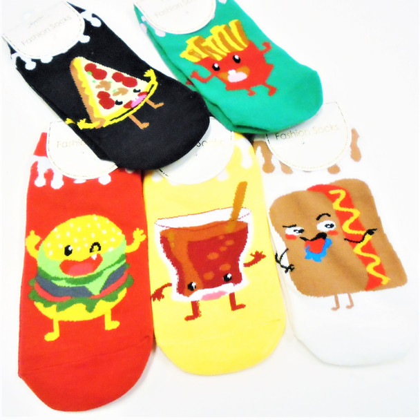 Low Cut Fast Food Theme  Socks  Asst Colors  .60 ea pair 