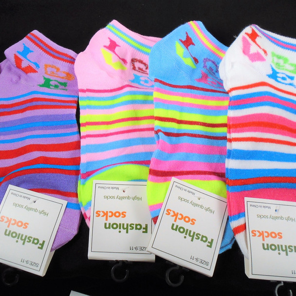  High Quality Ankle Sock Multi Stripe Pattern LOVE Top  .60 ea pair 