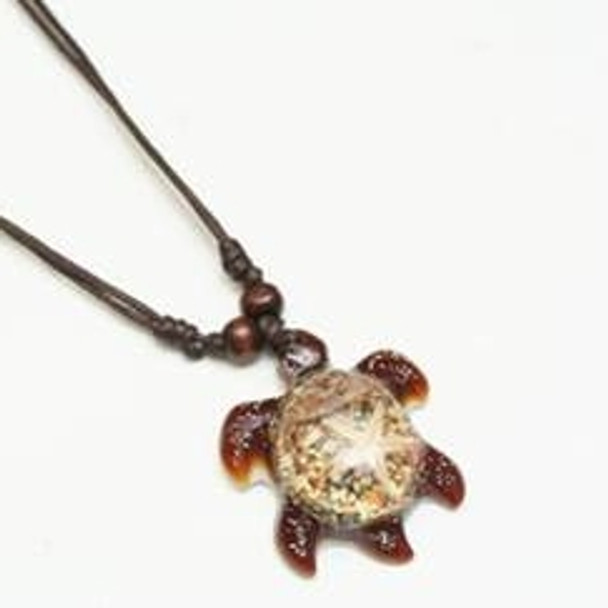 DBl Natural Colors Cord Necklace w/ 2" Acrylic Turtle Pendant .60 ea