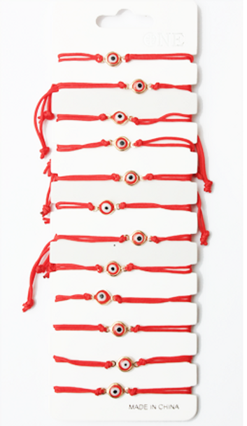 Kids Evil Eye Cord Protection Bracelet Red Color .60 Each