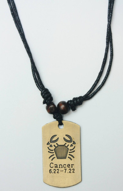 DBL Leather Cord Necklace w/ Square Gold Zodiac  Pendant  .60 each