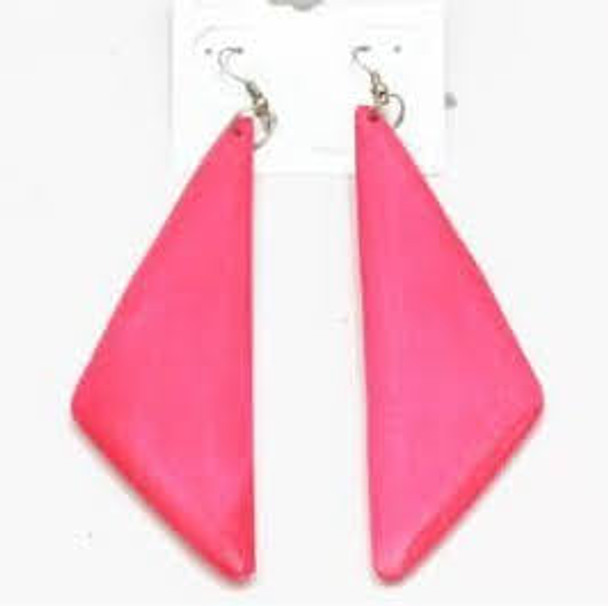 Obtuse Triangle Wood Earring Bright Colors  .58 Each Pair