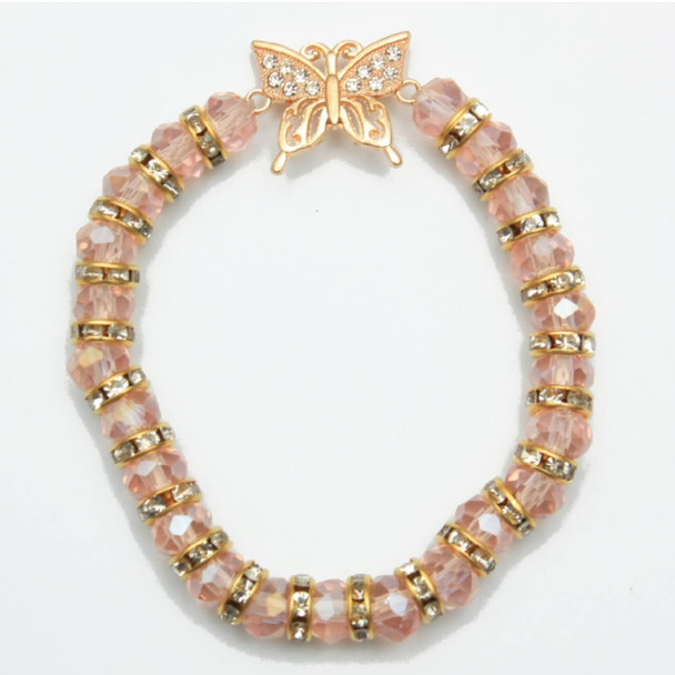 Butterfly Pendant w/ Rhinestone Rondelle & Crystal Beads .60 Each 