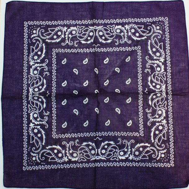 Purple Bandana 100% Cotton 21" Square .56 ea