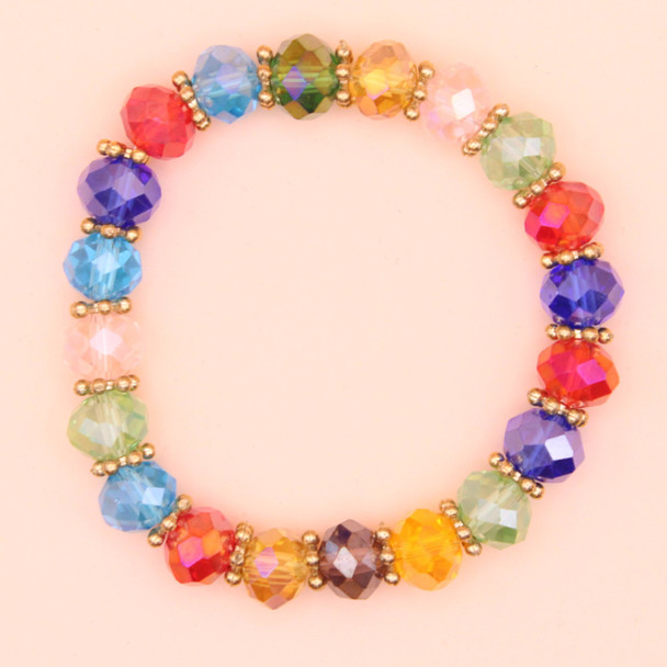 10MM Crystal Beaded Stretch Bracelet Multi Colors .60 ea