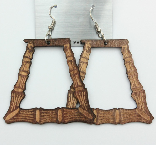 2.5" Wood Triangle Bamboo Look Fashion Earrings  3 colors .58 per pair 