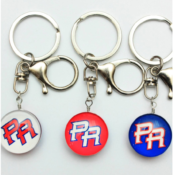 Puerto Rico Initial & Flag Mixed Glass Keychain .60 Each