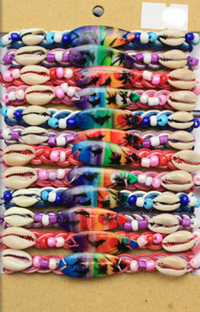 Surfboard & Shell Beads Crochet Cord Bracelet .79 Each