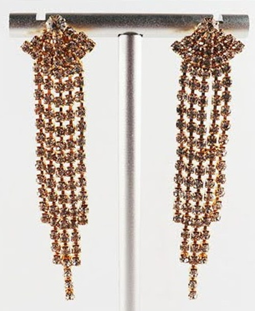 5 Strand Prom Gold & Silver Rhinestone Earrings Clear Stones .60 each 