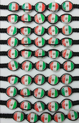 Macrame Mexico Flag Theme Bracelets  12 per cd .68 ea