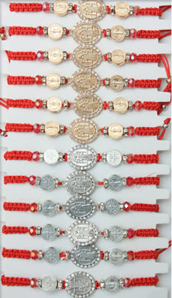 San Benito w/ Stones Red Macrame Bracelet .60 Each