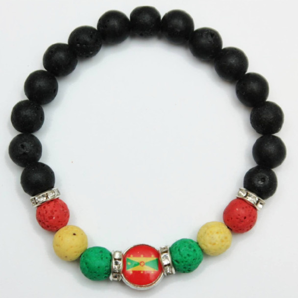 Grenada Theme Stretch Bracelets w/ Lava Rock Beads  .60 ea