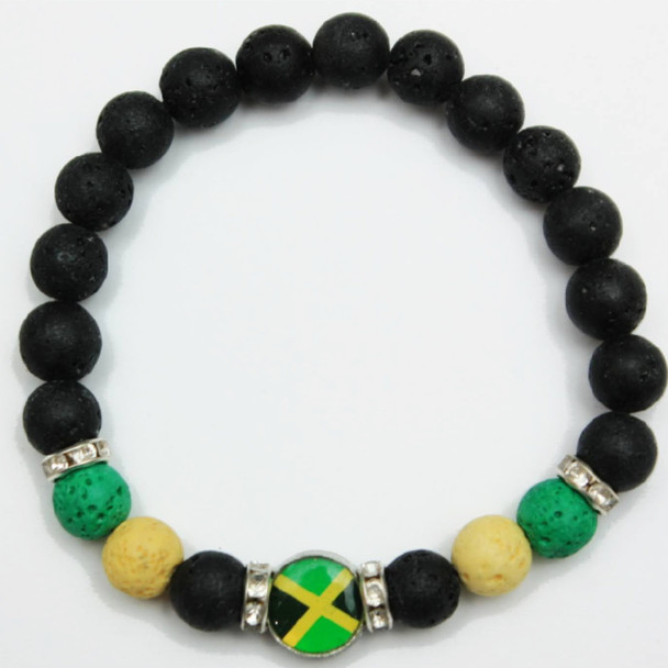 Jamaica Theme Stretch Bracelets w/ Lava Rock Beads  .60 ea