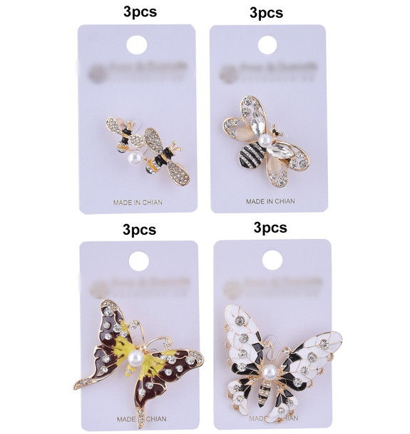 1.5" Butterfly & Bees Stone w/ Pearl Brooch .60 Each