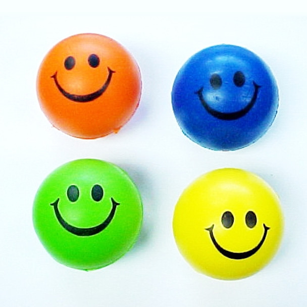 2" Happy Face Relax Ball Neon Colors 12 per pack  .50 ea