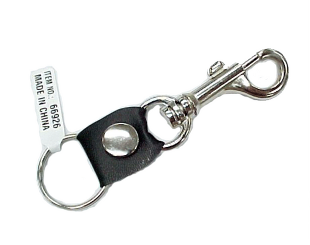 4.5" Heavy Duty Black Leather Clip Keychains  12 per pk  .60 each