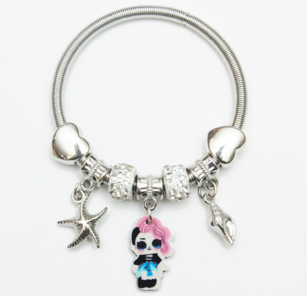 So Cute Girl's Silver Spring Style Beach Charms Bracelet .60 each 