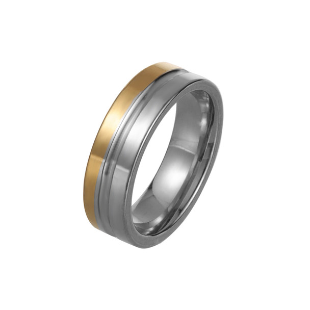 Unisex Two Tone Gold & Silver Stainless Steel Band Ring  12 per bx  .60 ea