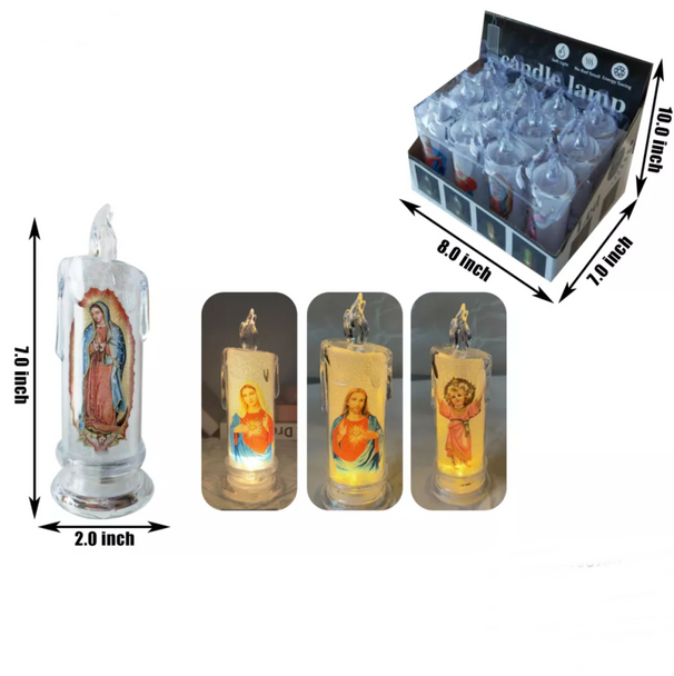 7" Religious Mix Pictures Candle 12 pc per display $1.50