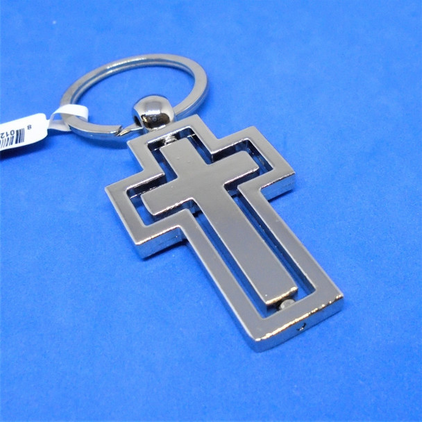 Best Quality 2" Metal Spinning Center Cross Keychains 12 per pk .60 ea 