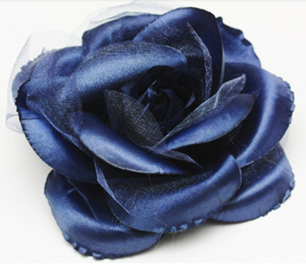 6" All Navy Flower 3 in 1 Bow .62 ea