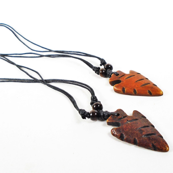 18" DBL Leather Cord Necklace w/ Arrow Head Pendant .60 each