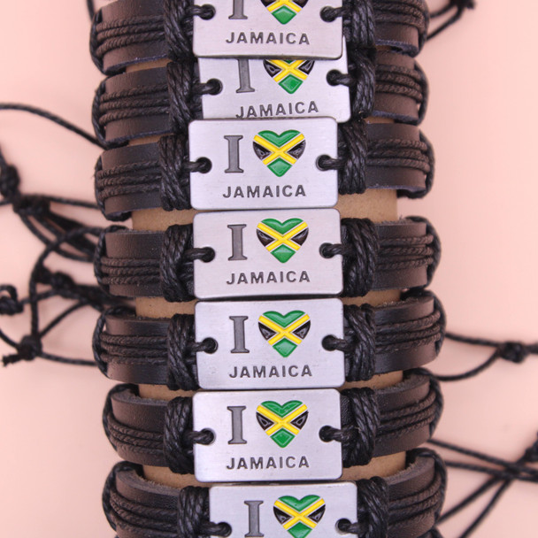 I Love Jamaica Leather Bracelet .58 Each