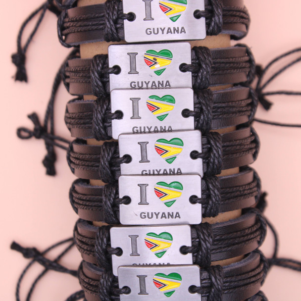 I Love Guyana Leather Bracelet .58 Each