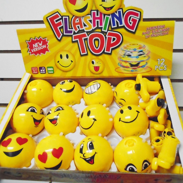 3" Rd Emoji Light & Sound Spinning Tops 12 per display bx $ 1.50 each