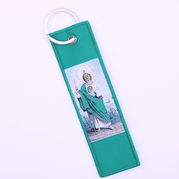 Saint Jude Picture Embroidered Fabric Keychain .60 Each