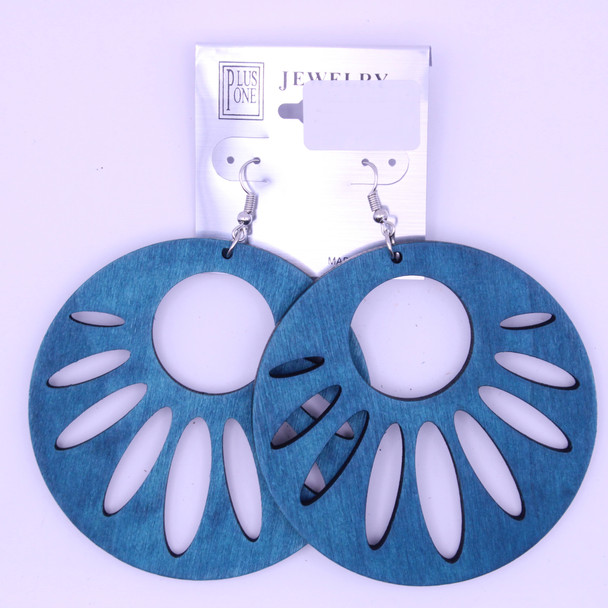 3" Sand Dollar Wood Earring Bright Colors .62 each pair
