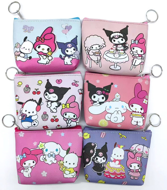 5" DBL Side Printed Novelty Zipper Coin Purse w/ Keychain (9560) .64 each