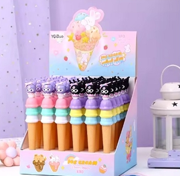 6.5" Cute Novelty Ice Cream Cone Pen 36 Pcs per display box .66 Each