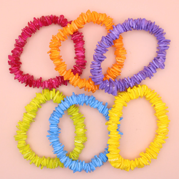 8" Puka Shell Bracelet Assorted Colors 12 per pk $1.10 ea