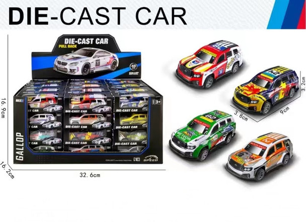 3.5" Pull Back Die Cast Car Mix 48 Pcs Per Display Box .50 Each