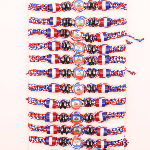 Haiti Flag Braided Bracelets .68 each