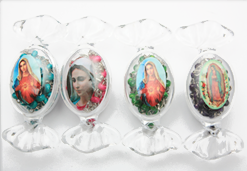 32" Bright Colors Beaded Rosary w/ Jesus Cross  in Candy Can .68 each 