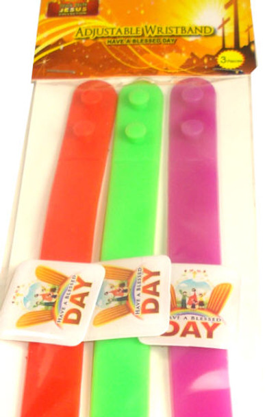 3 Pack Have A Blessed Day Adj. Wristband 24-3 pks per pk  